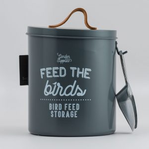 Bird Feed Tin with Scoop - Charcoal
