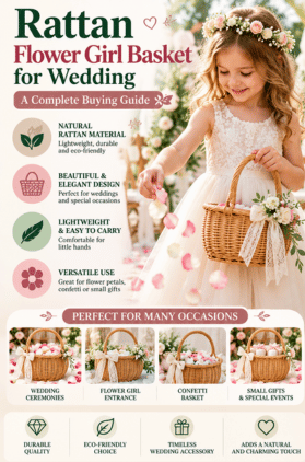 Rattan Flower Girl Basket for Wedding